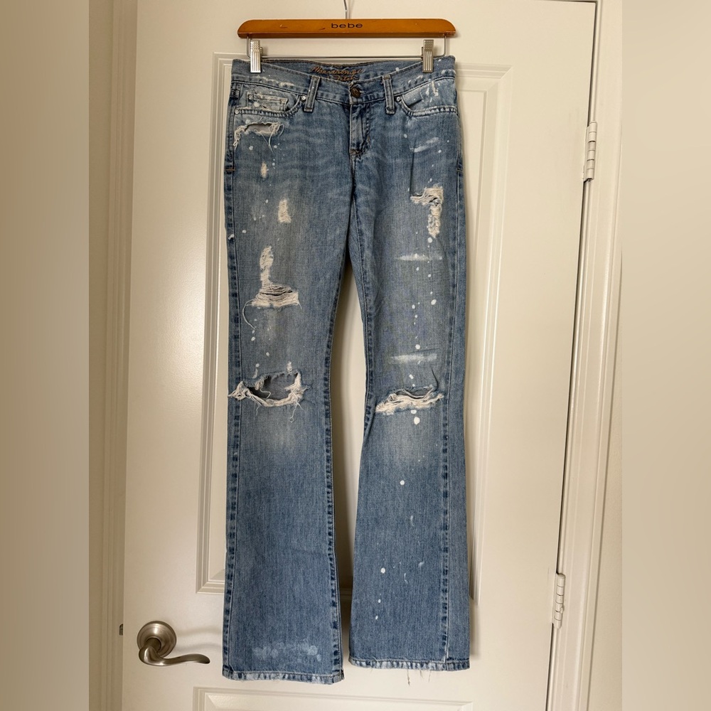 Abercrombie & Fitch Light Blue Distressed boot cut Jeans